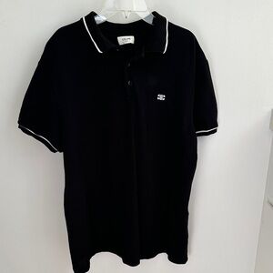 Celine Men's Polo Shirt in Black with White Accents